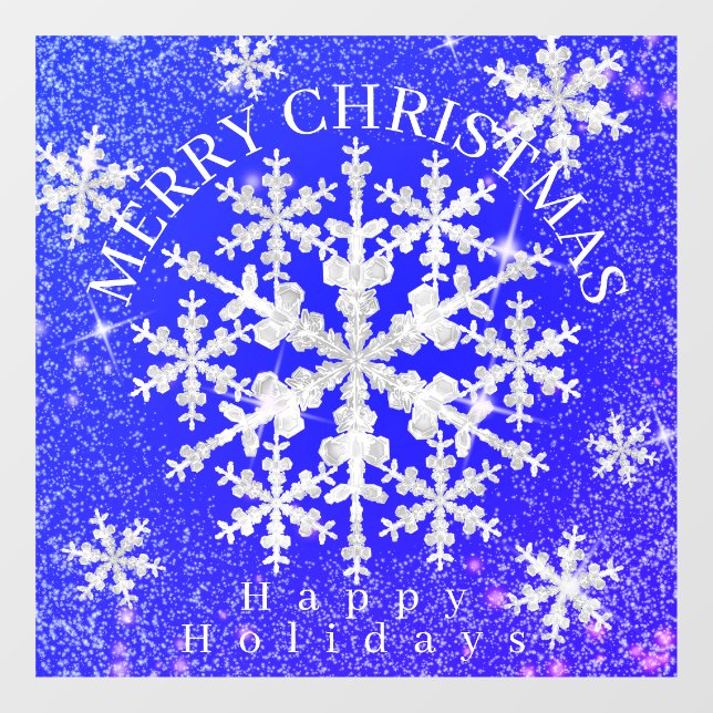 Snow Flakes Blue White  Window Cling (Sheet)