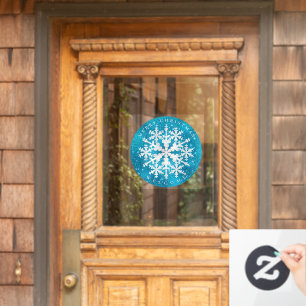 Snow Flakes Blue White Window Cling