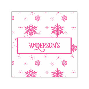 Snow Flakes   Custom Family Name  Self-inking Stamp