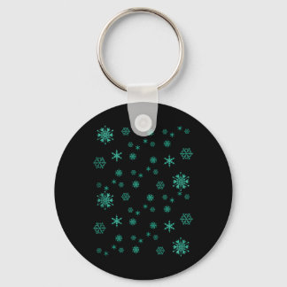 Snow Flakes Green Cute Christmas Holiday Season Key Ring