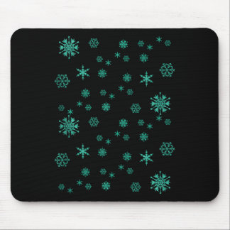 Snow Flakes Green Cute Christmas Holiday Season Mouse Mat