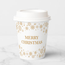 snow flakes Merry Christmas Paper Cups 