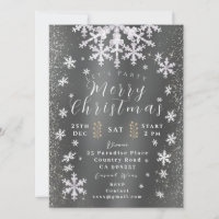 Snow Flakes Photo Silver Invitation Card