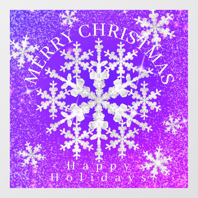 Snow Flakes Purple Pink Window Cling (Sheet)