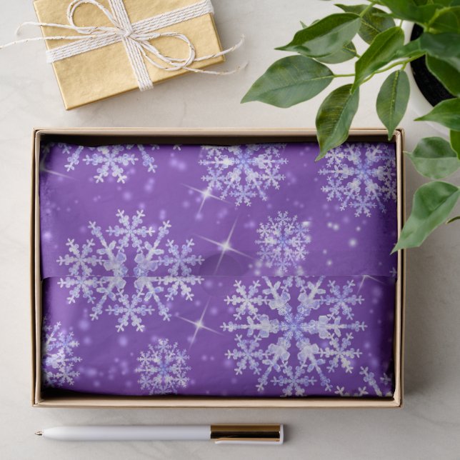Snow Flakes Purple Tissue Paper (Gift)