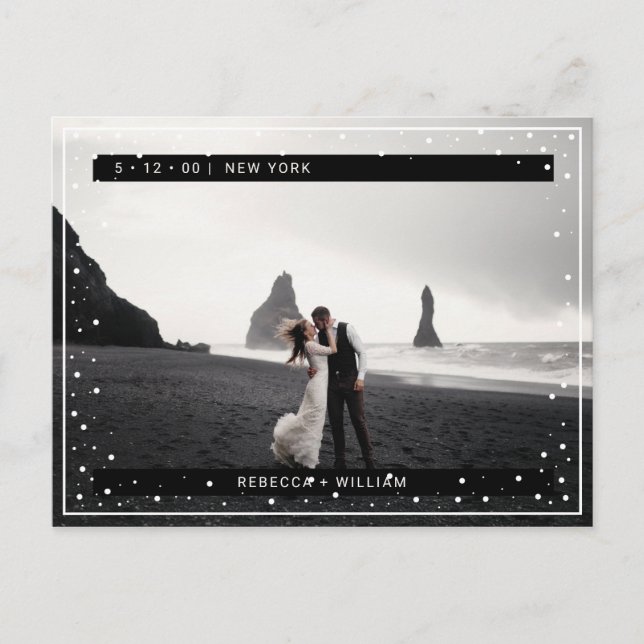 Snow Flakes Winter Photo Save the Date Invitation Postcard (Front)