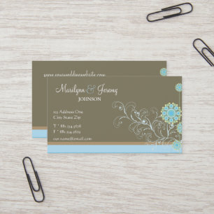 Snow Flower Swirls Blue Custom Profile Card
