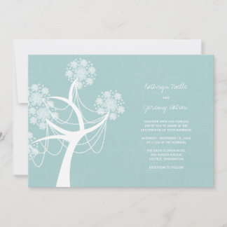 Snow Flower Tree Lights Winter Wedding Invitation