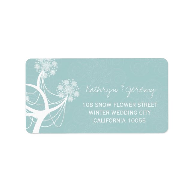 Snow Flower Tree Lights Winter Wedding Labels (Front)
