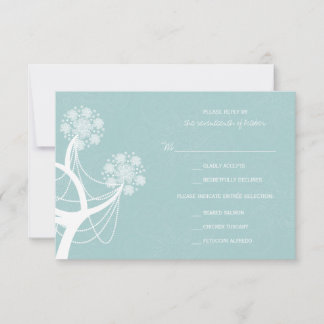 Snow Flower Tree Lights Winter Wedding RSVP Card