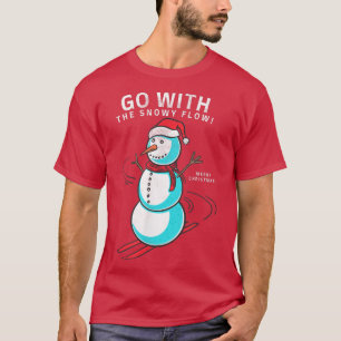Snow Flowing This Christmas Funny Skiing Snowmen T-Shirt
