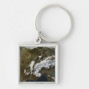 Snow, fog, and low clouds in western Europe Key Ring
