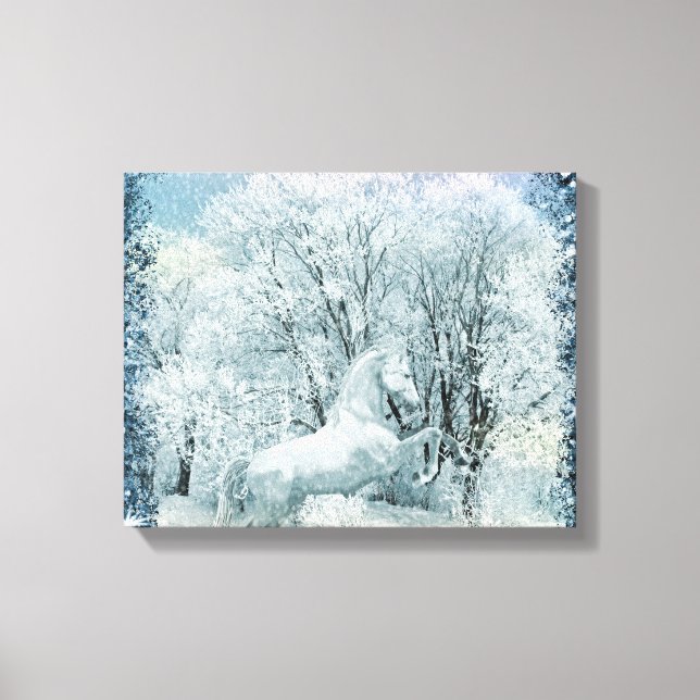 Snow Forest and Horse Canvas Print (Front)