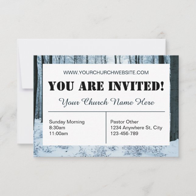 Snow Forest Church Invitation Card (Front)