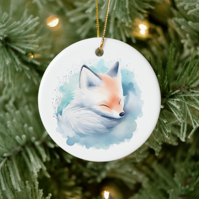 Snow fox ceramic tree decoration (Tree)