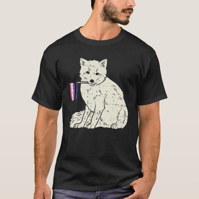 Snow Fox Genderfluid Flag Pride Non-Binary LGBTQ A T-Shirt (Front)