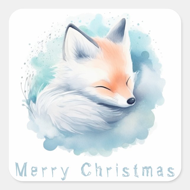 Snow fox square sticker (Front)