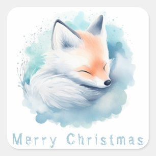 Snow fox square sticker