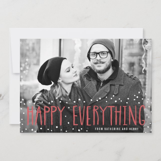 Snow Frame Happy Everything Holiday Photo Card (Front)