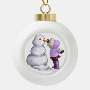 Snow Friend Ceramic Ball Christmas Ornament