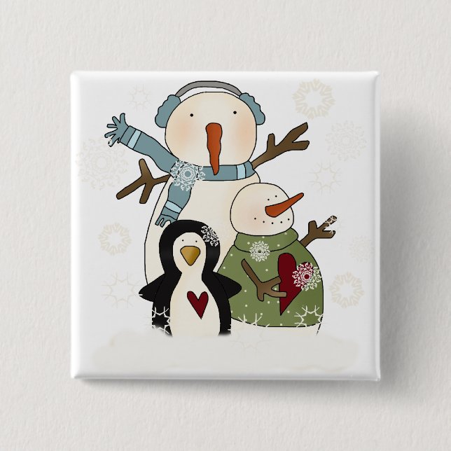 Snow Friends Holiday T-shirts and Gifts 15 Cm Square Badge (Front)
