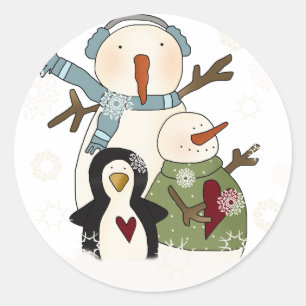 Snow Friends Holiday T-shirts and Gifts Classic Round Sticker