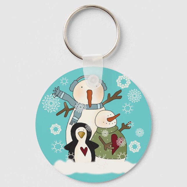 Snow Friends Holiday T-shirts and Gifts Key Ring (Front)