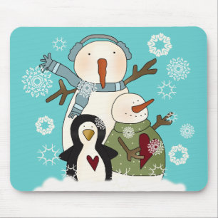Snow Friends Holiday T-shirts and Gifts Mouse Mat
