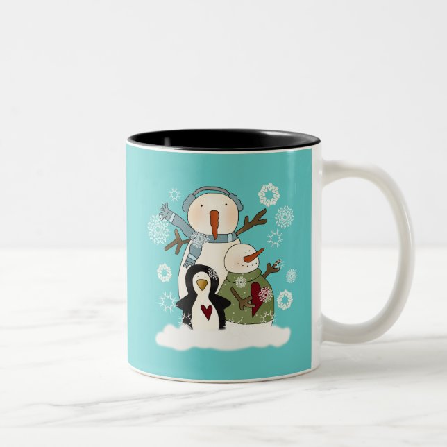 Snow Friends Holiday T-shirts and Gifts Two-Tone Coffee Mug (Right)