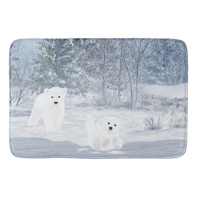 Snow Fun - Polar Bear Cubs, Bath Mat (Front)