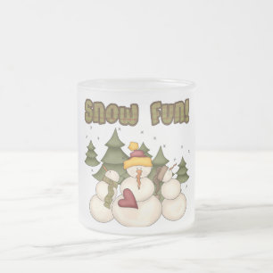 Snow Fun Two Tshirts and Gifts Frosted Glass Coffee Mug