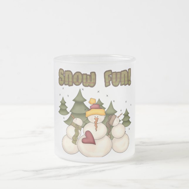 Snow Fun Two Tshirts and Gifts Frosted Glass Coffee Mug (Center)