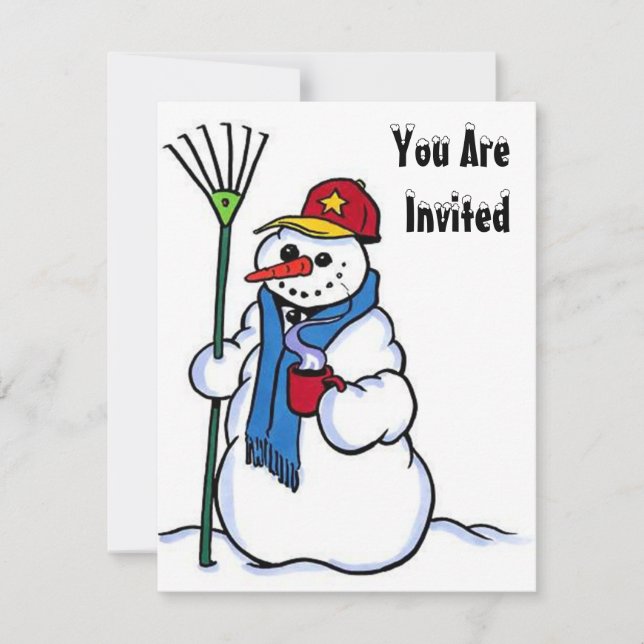 SNOW FUN WINTER BIRTHDAY PARTY INVITATION SNOWMAN (Front)