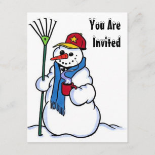 SNOW FUN WINTER BIRTHDAY PARTY INVITATION SNOWMAN