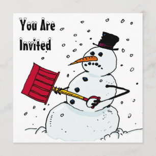 SNOW FUN WINTER BIRTHDAY PARTY INVITATION SNOWMAN