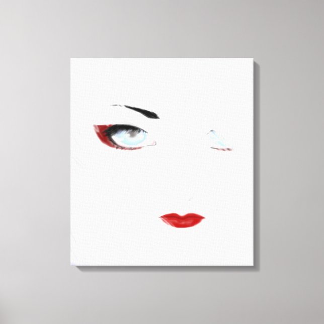 Snow Geisha Black and White Canvas Print (Front)