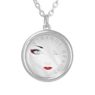 Snow Geisha Manga Character Charm Silver Plated Necklace