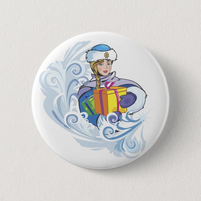 Snow Girl 6 Cm Round Badge (Front)