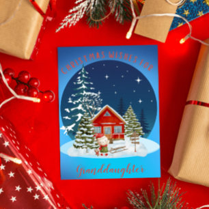 Snow Girl Christmas Wishes for Granddaughter Holiday Card