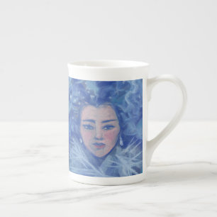 Snow Girl, winter fantasy art, Christmas New Year Bone China Mug