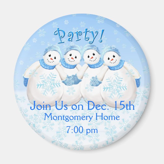 Snow Girls Christmas Party Invitation Magnet (Front)