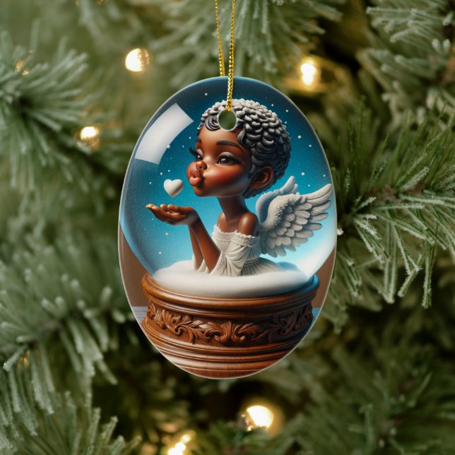 Snow Globe Angel, Ornament, Kisses, Angel Ceramic Tree Decoration (Tree)