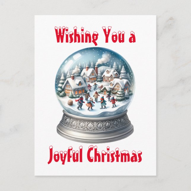 Snow Globe Blank Christmas Holiday Postcard (Front)