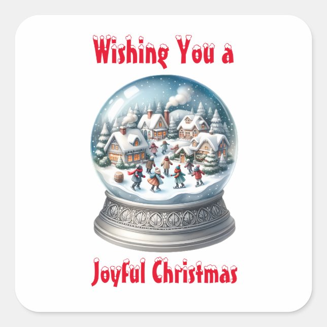 Snow Globe Blank Christmas Square Sticker (Front)