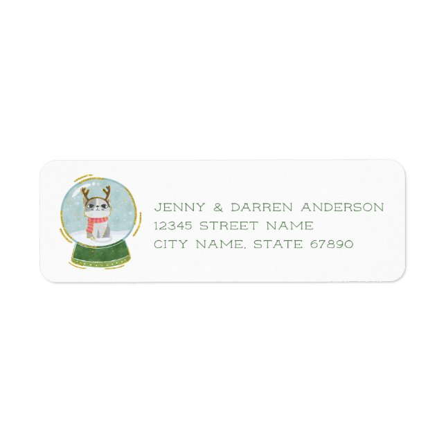 Snow Globe Cat Return Address Labels (Front)
