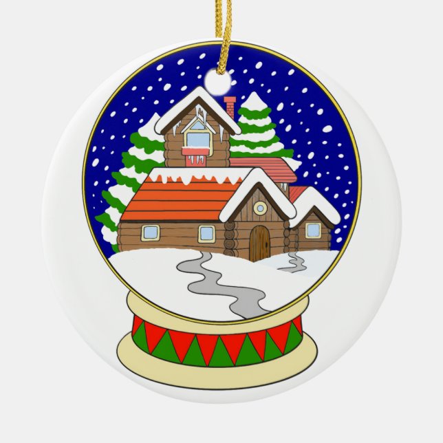 Snow Globe Ceramic Ornament (Front)