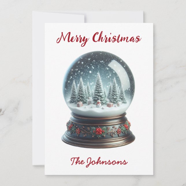 Snow Globe Christmas  Holiday Card (Front)