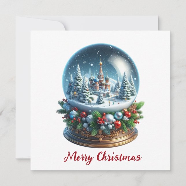 Snow Globe Christmas  Holiday Card (Front)