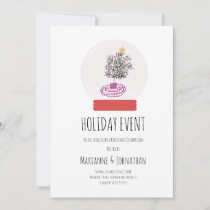 Snow Globe Christmas Party Doodle Tree Invitation