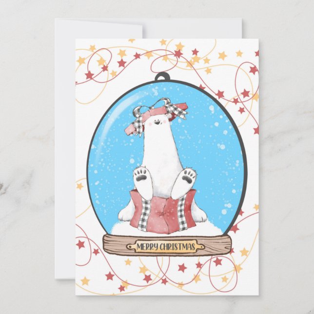 Snow Globe Christmas Polar Bear Card (Front)